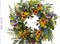 22 Inch Summer Floral Wreath for Front Door, Sunflower and Daisy with Eucalyptus Leaves,Mixed Flower,Fairy Lights,Artificial Wreath for Front Door Summer Outdoor Home Decor Summer Decor